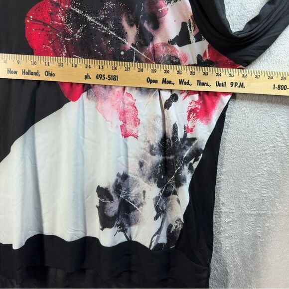 CJ Banks Black Floral Knit Top Stretch Sparkle Accent Plus 2X - Picture 5 of 8